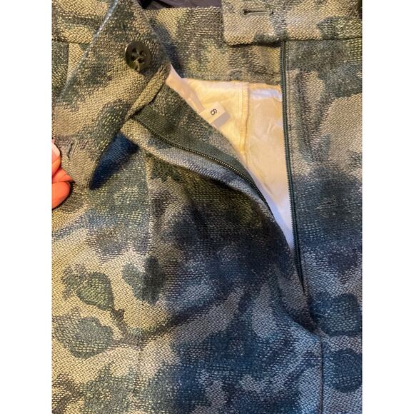 Bernard Zins Paris Vintage Floral Wool Lined Trousers Green Women's Size 2P - Picture 6 of 9